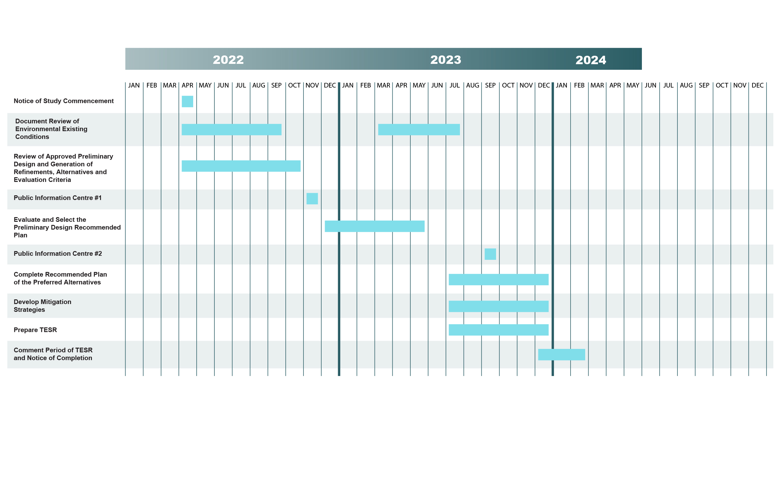 graphic showing the timeline of the project
